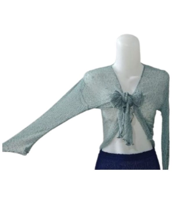 Women's Lightweight Knit Shrug Bolero - Light Blue/Mint Long Sleeve Cardigan Natural